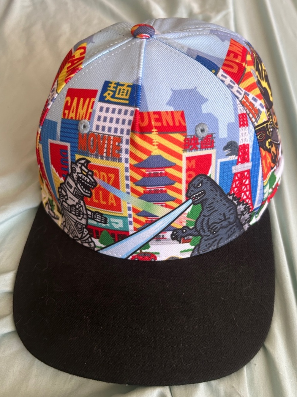Kids Multicolor Monster Graphic Snapback Cap with Black Brim
